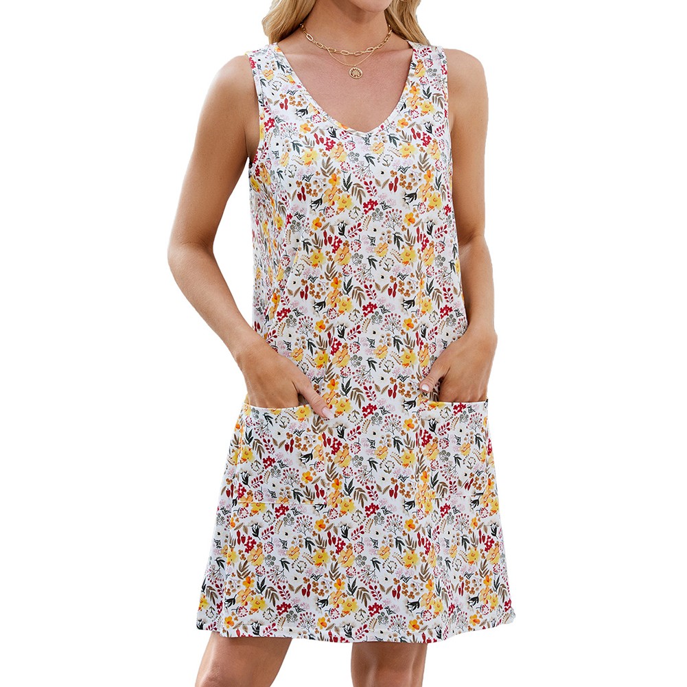 Lightweight Suitable for Summer Loose Fit Dress Women Sleeveless Printed Halter - Picture 41 of 68