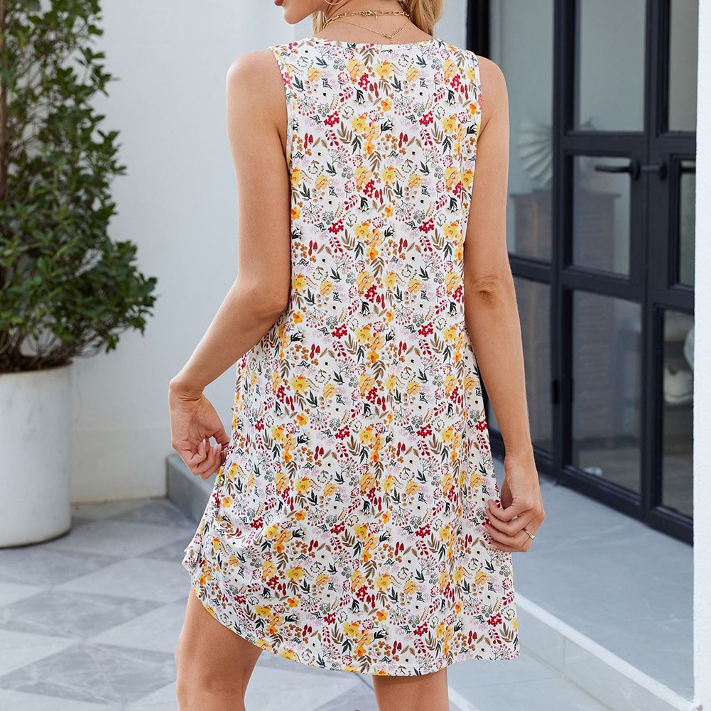 Lightweight Suitable for Summer Loose Fit Dress Women Sleeveless Printed Halter - Picture 44 of 68
