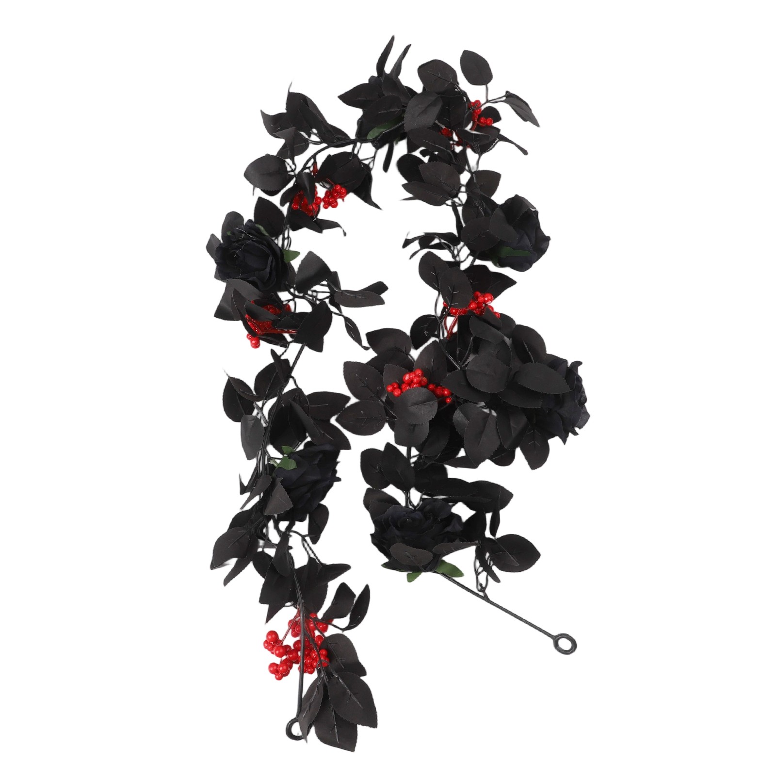 Beautifully Crafted Halloween Flower Decoration Black Roses Garland 5 7FT - Picture 47 of 54