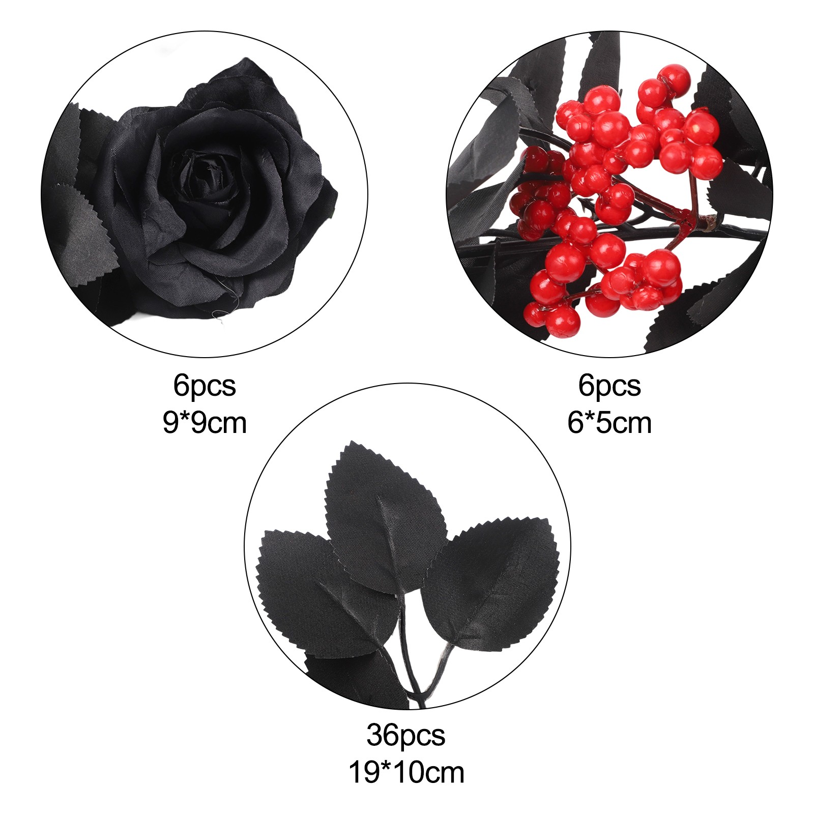 Beautifully Crafted Halloween Flower Decoration Black Roses Garland 5 7FT - Picture 51 of 54