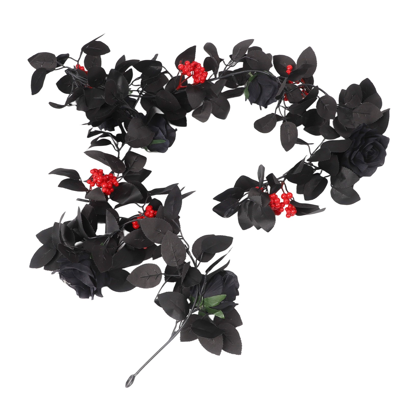 Beautifully Crafted Halloween Flower Decoration Black Roses Garland 5 7FT - Picture 50 of 54