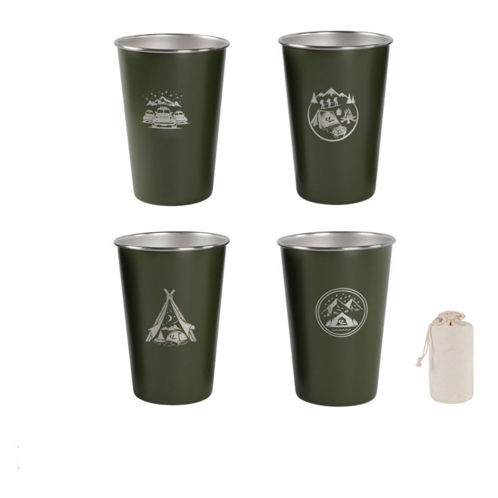 500ml Stainless Steel Cup 4-piece Camping Cup Set Large Capacity For Drinks - Picture 15 of 16