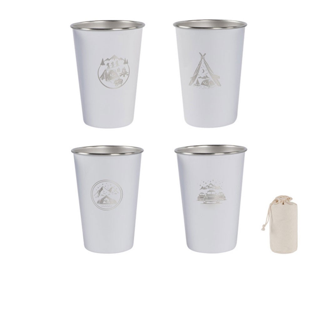 500ml Stainless Steel Cup 4-piece Camping Cup Set Large Capacity For Drinks - Picture 13 of 16