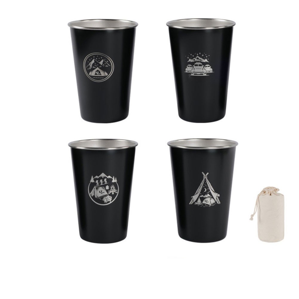 500ml Stainless Steel Cup 4-piece Camping Cup Set Large Capacity For Drinks - Picture 14 of 16
