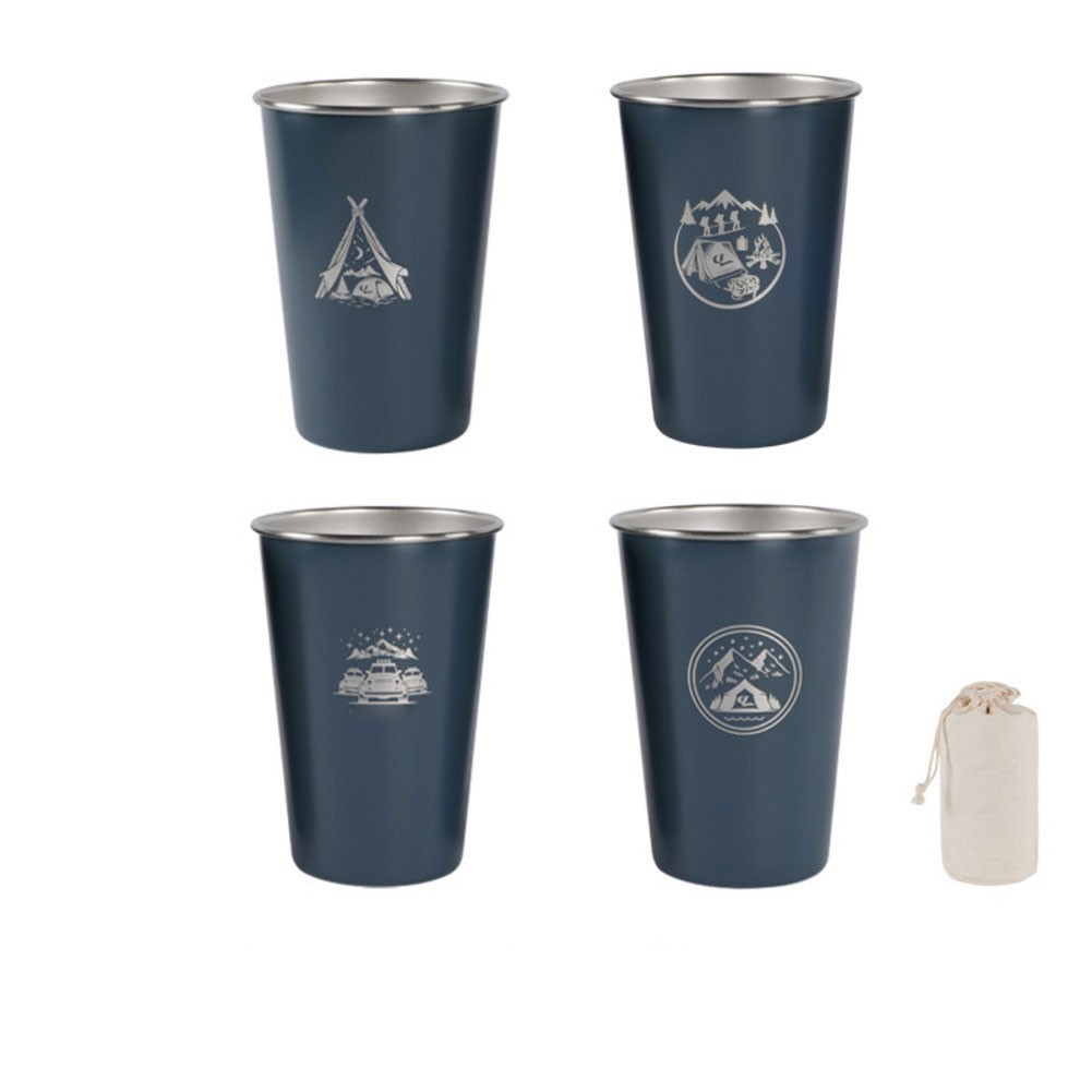 500ml Stainless Steel Cup 4-piece Camping Cup Set Large Capacity For Drinks - Picture 16 of 16