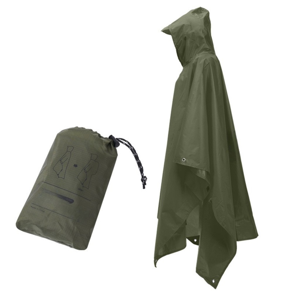 Adult Multipurpose Raincoat with Hood Waterproof PU Coating for Fishing Camping