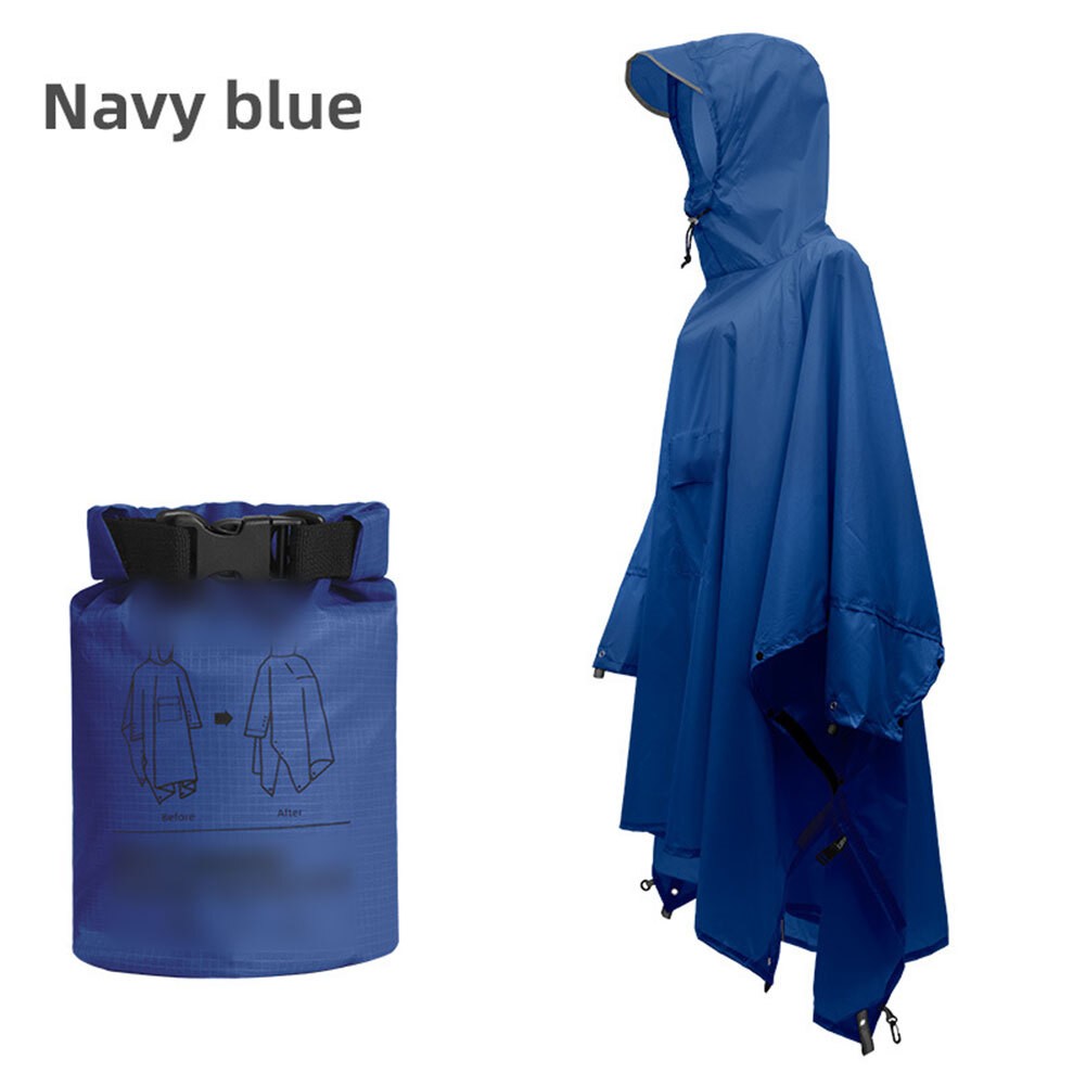 Adult Raincoat with Hood Waterproof Polyester PU Coating for Outdoor Use