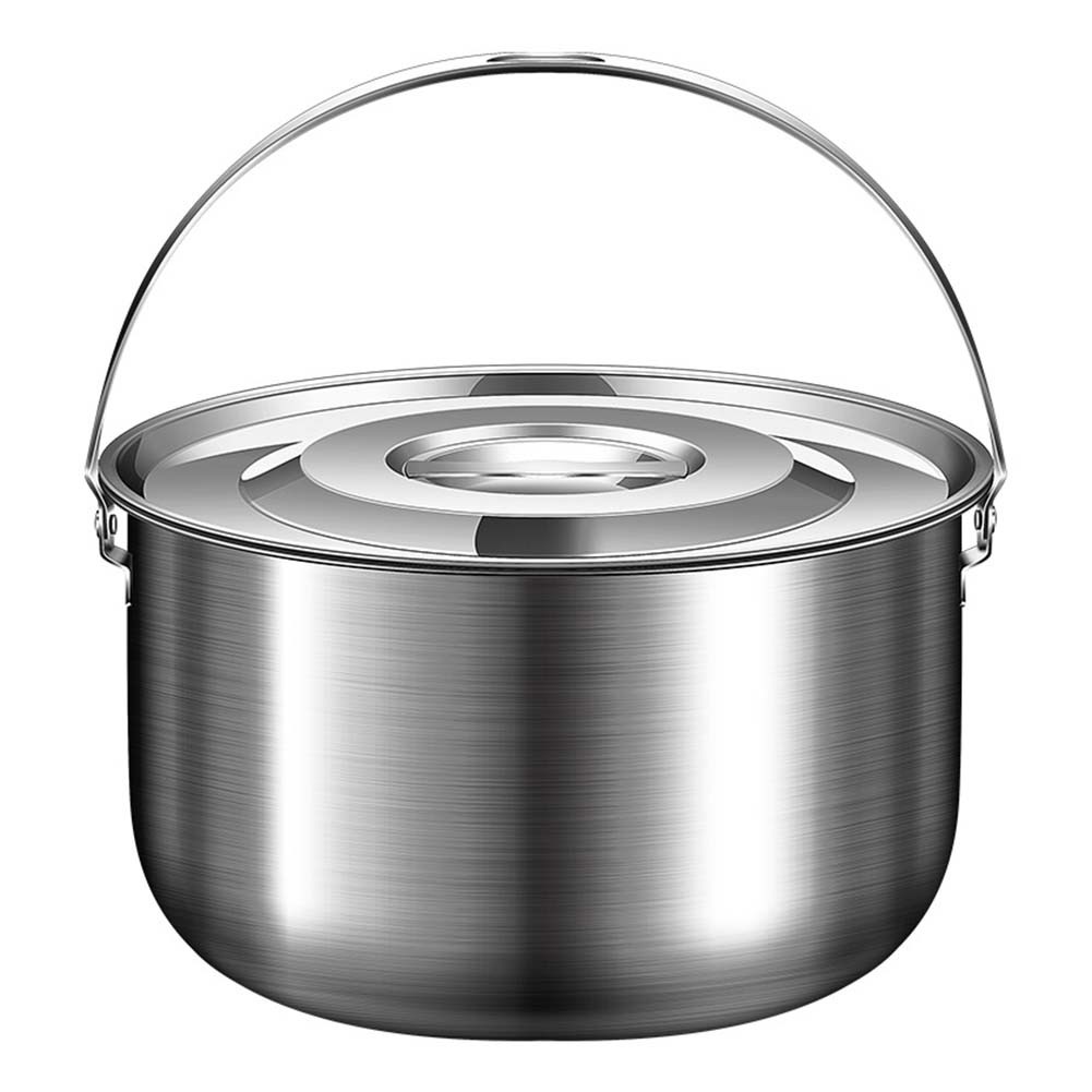 Outdoor Cooking Pot Stainless Steel with Lid and Handle for Camping Trips