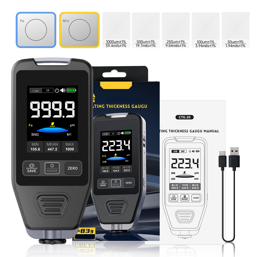 Jauge d'épaisseur de peinture de voiture CTG20 jauge de revêtement pour mesure - Picture 10 of 12