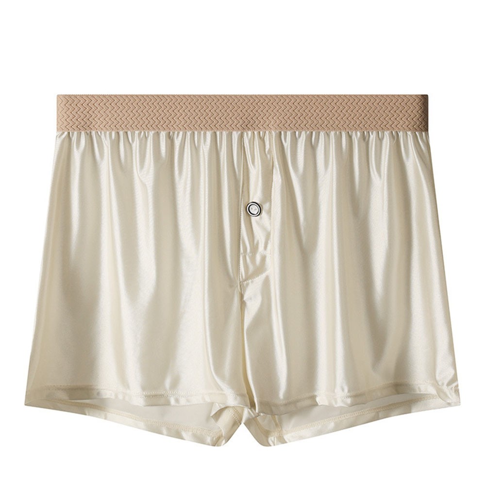 Mens Smooth Ice Silk Boxer Shorts Solid Color Loose Fit Comfortable Underwear - Picture 13 of 16