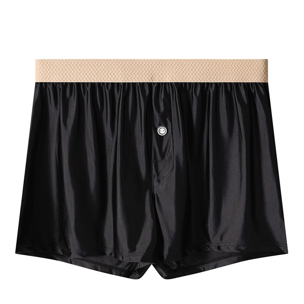 Mens Smooth Ice Silk Boxer Shorts Solid Color Loose Fit Comfortable Underwear - Picture 16 of 16