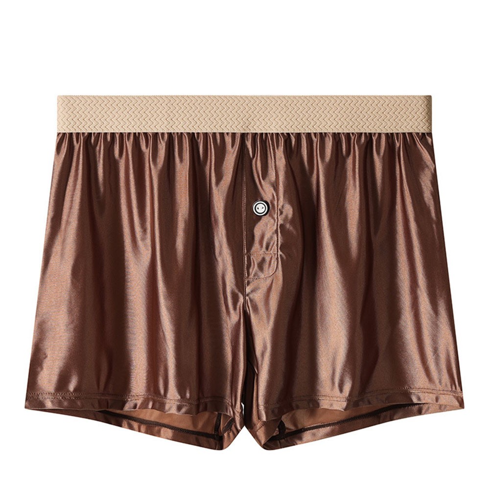 Mens Smooth Ice Silk Boxer Shorts Solid Color Loose Fit Comfortable Underwear - Picture 11 of 16