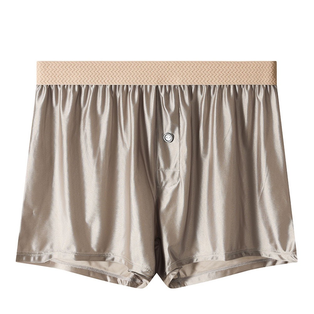 Mens Smooth Ice Silk Boxer Shorts Solid Color Loose Fit Comfortable Underwear - Picture 8 of 16