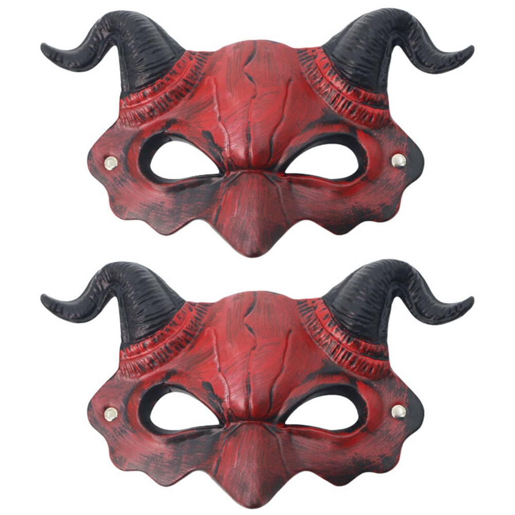Teufel Maske halbes Gesicht für Halloween Grusel Kostüm Zubehör mit bequemer Passform - Bild 10 von 14