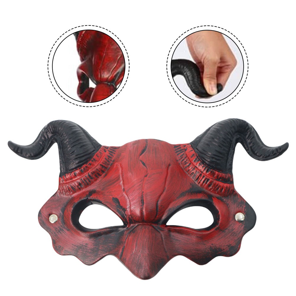 Teufel Maske halbes Gesicht für Halloween Grusel Kostüm Zubehör mit bequemer Passform - Bild 12 von 14