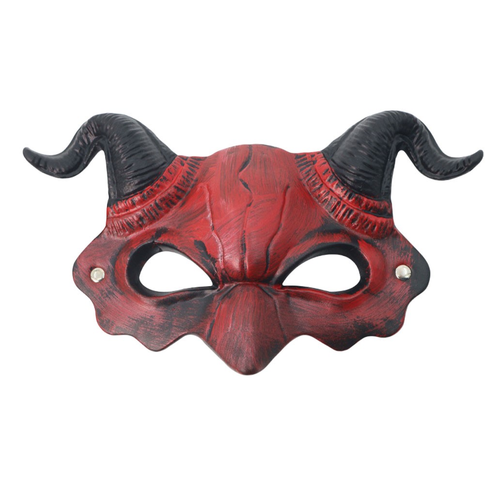 Teufel Maske halbes Gesicht für Halloween Grusel Kostüm Zubehör mit bequemer Passform - Bild 11 von 14