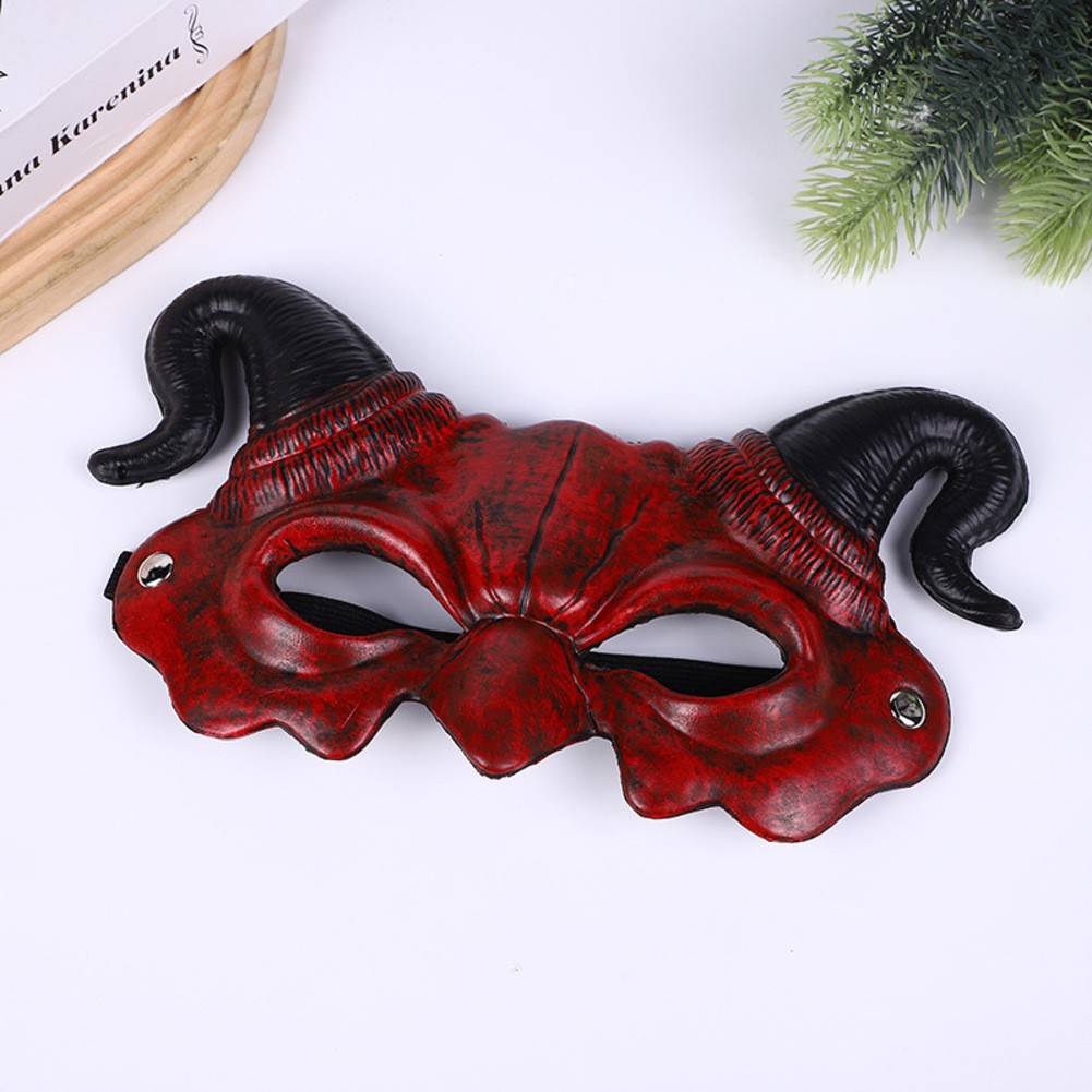 Teufel Maske halbes Gesicht für Halloween Grusel Kostüm Zubehör mit bequemer Passform - Bild 14 von 14
