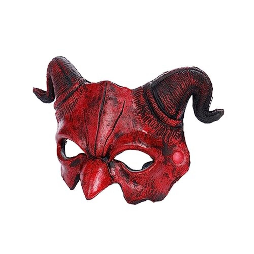 Teufel Maske halbes Gesicht für Halloween Grusel Kostüm Zubehör mit bequemer Passform - Bild 13 von 14