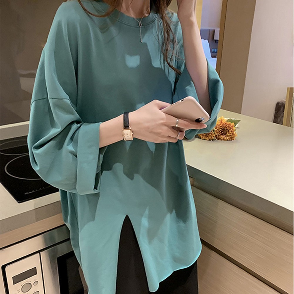 Women Solid Color Casual Long Sleeve Round Neck Loose Top for Daily Wear - Picture 9 of 27