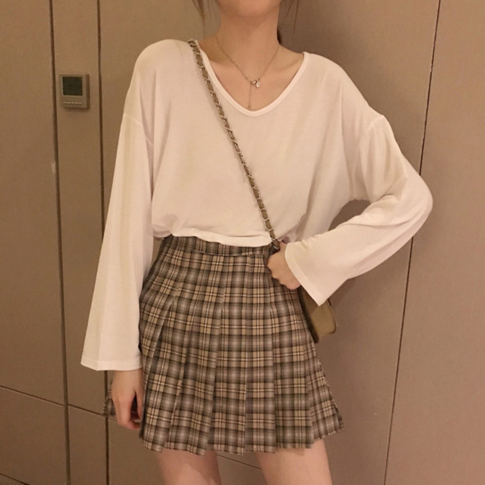 Long Sleeve V Neck Womens Casual Loose Fit Solid Color Top for Vacation Days - Picture 8 of 21