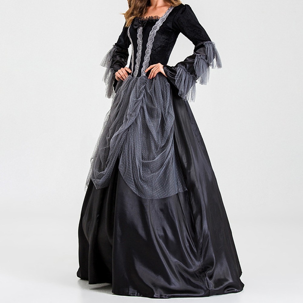 Damen Vintage Renaissance Gothic Cosplay Kostüm Mittelalter Kleid Dress für Pa - Picture 14 of 32