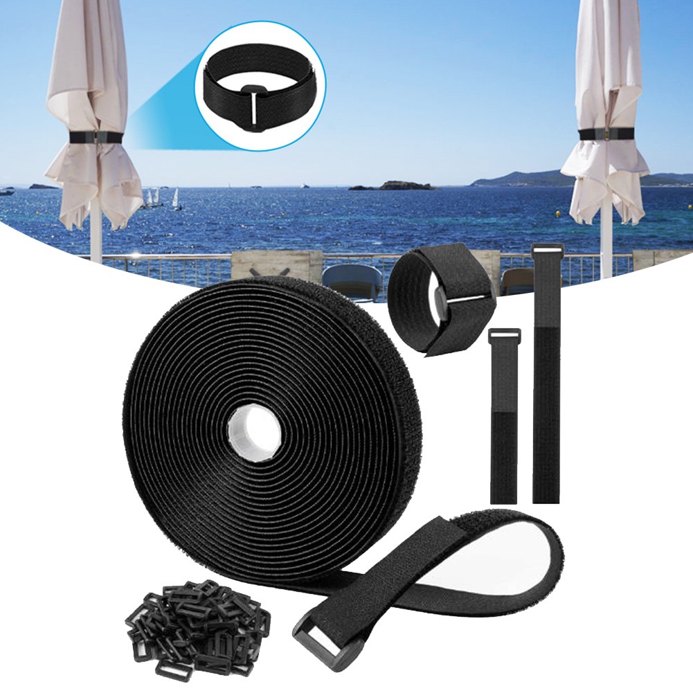 Black Nylon Cable Straps Adjustable Ties with Buckles for Organizing Cables - Picture 25 of 31