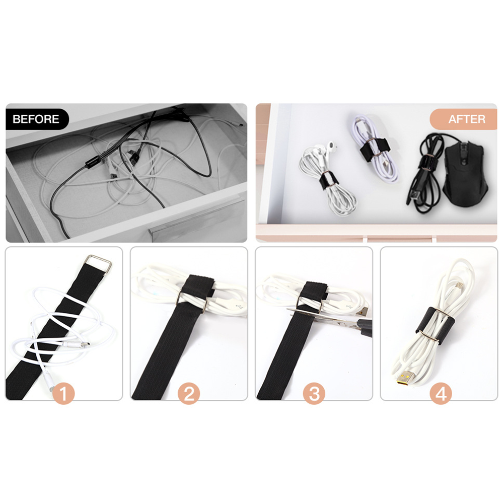 Black Nylon Cable Straps Adjustable Ties with Buckles for Organizing Cables - Picture 16 of 31