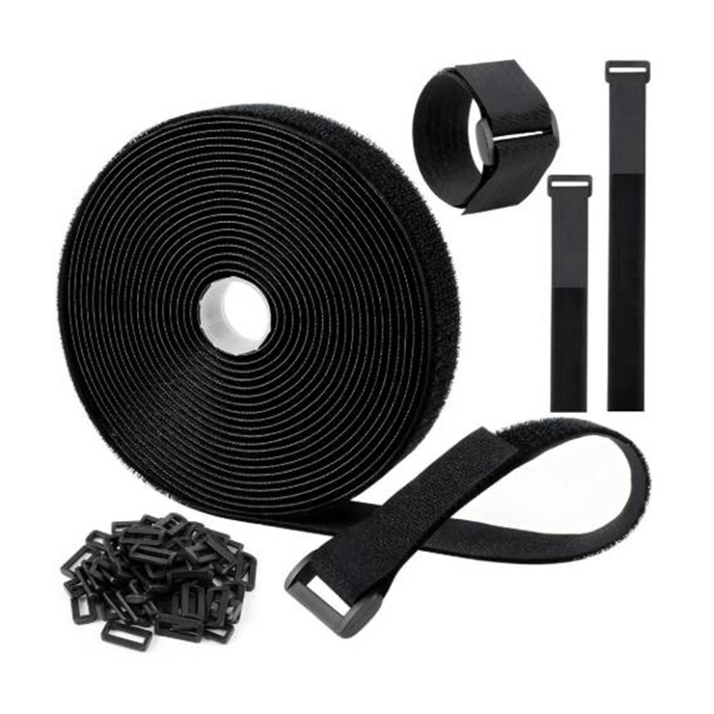 Black Nylon Cable Straps Adjustable Ties with Buckles for Organizing Cables - Picture 23 of 31