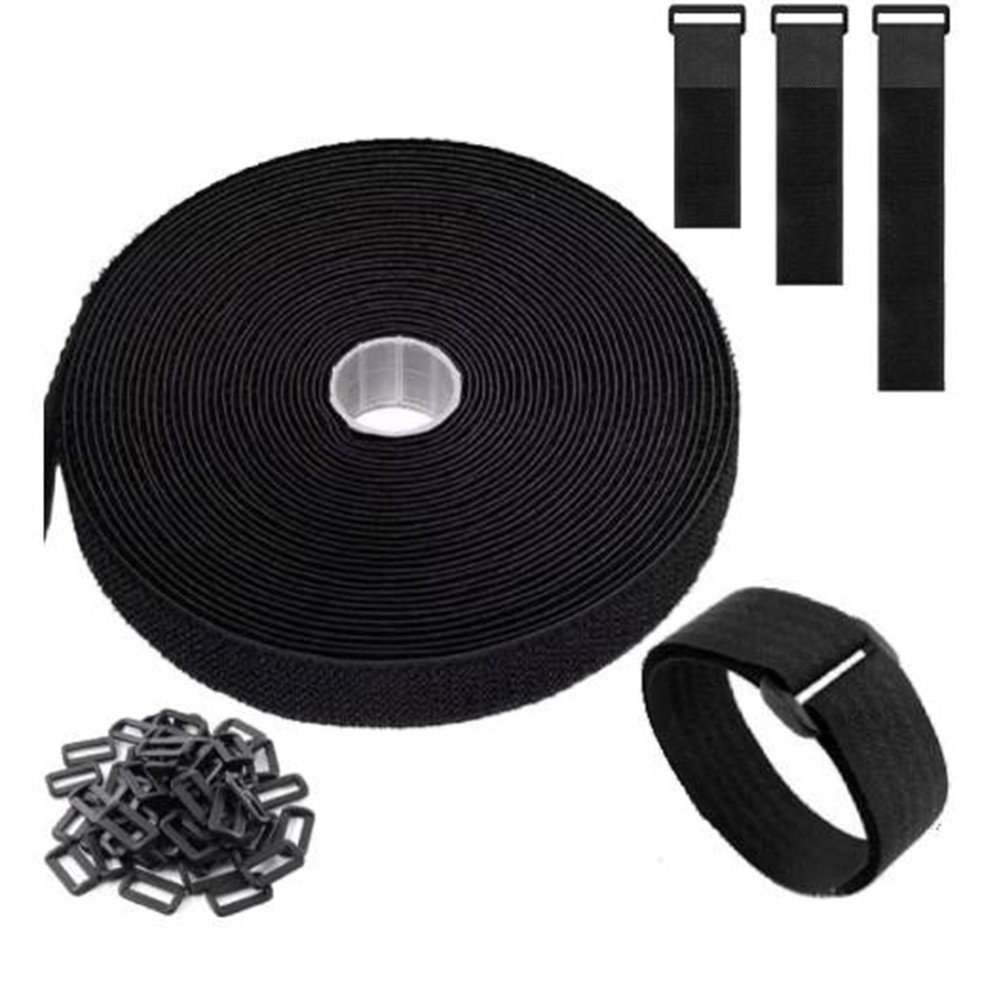 Black Nylon Cable Straps Adjustable Ties with Buckles for Organizing Cables - Picture 21 of 31