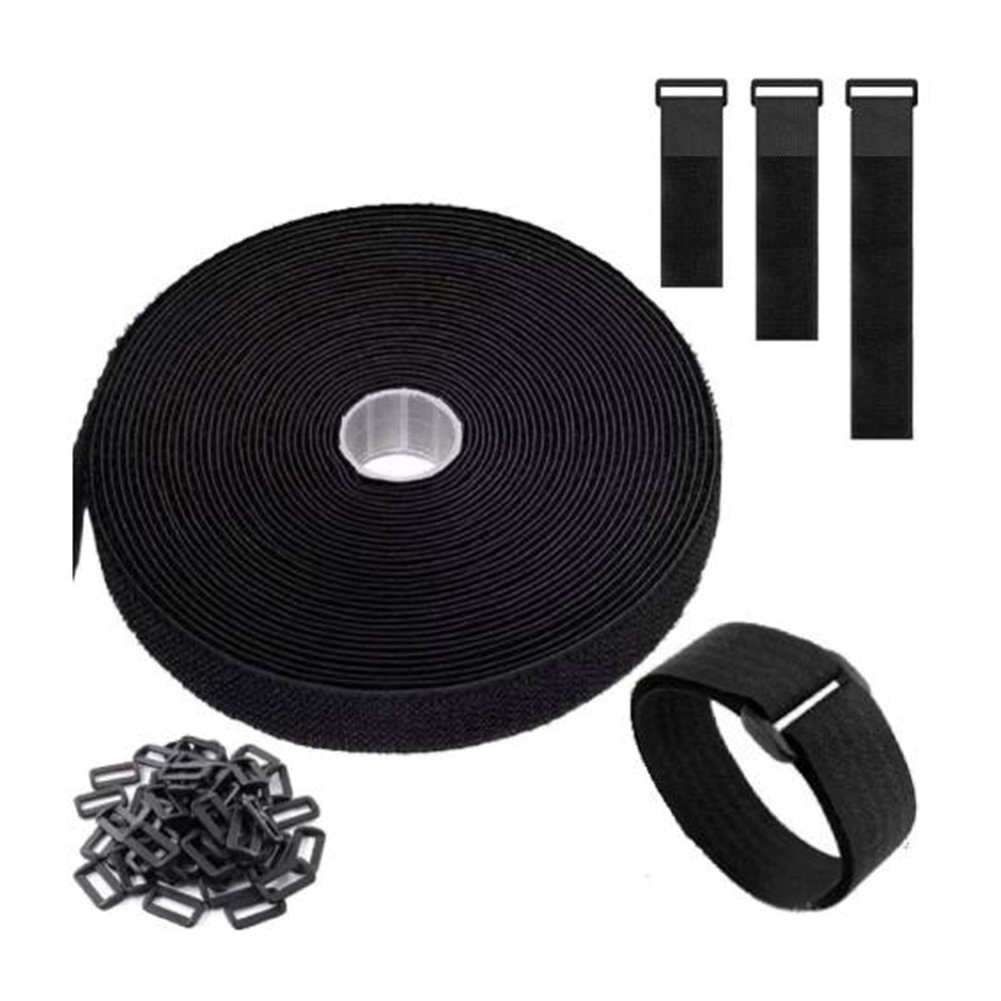 Black Nylon Cable Straps Adjustable Ties with Buckles for Organizing Cables - Picture 22 of 31