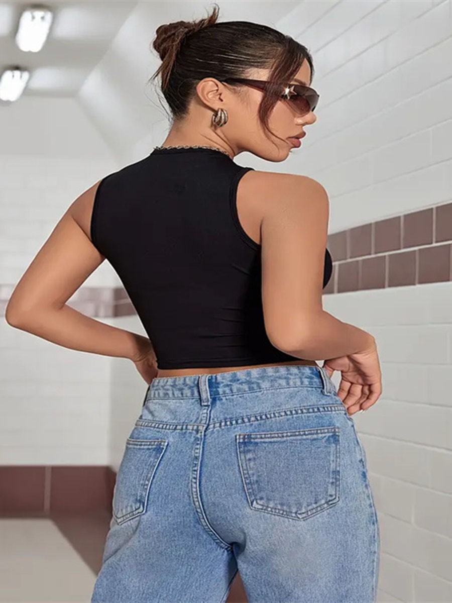 Crop Top Casual Wear Breathable Fabric Classic Round Neck Fashionable Design - Picture 20 of 60