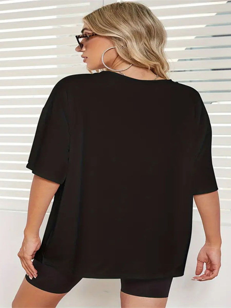 Summer Tshirt for Women Casual Printed Loose Fit Roundneck Short Sleeve - Picture 29 of 102