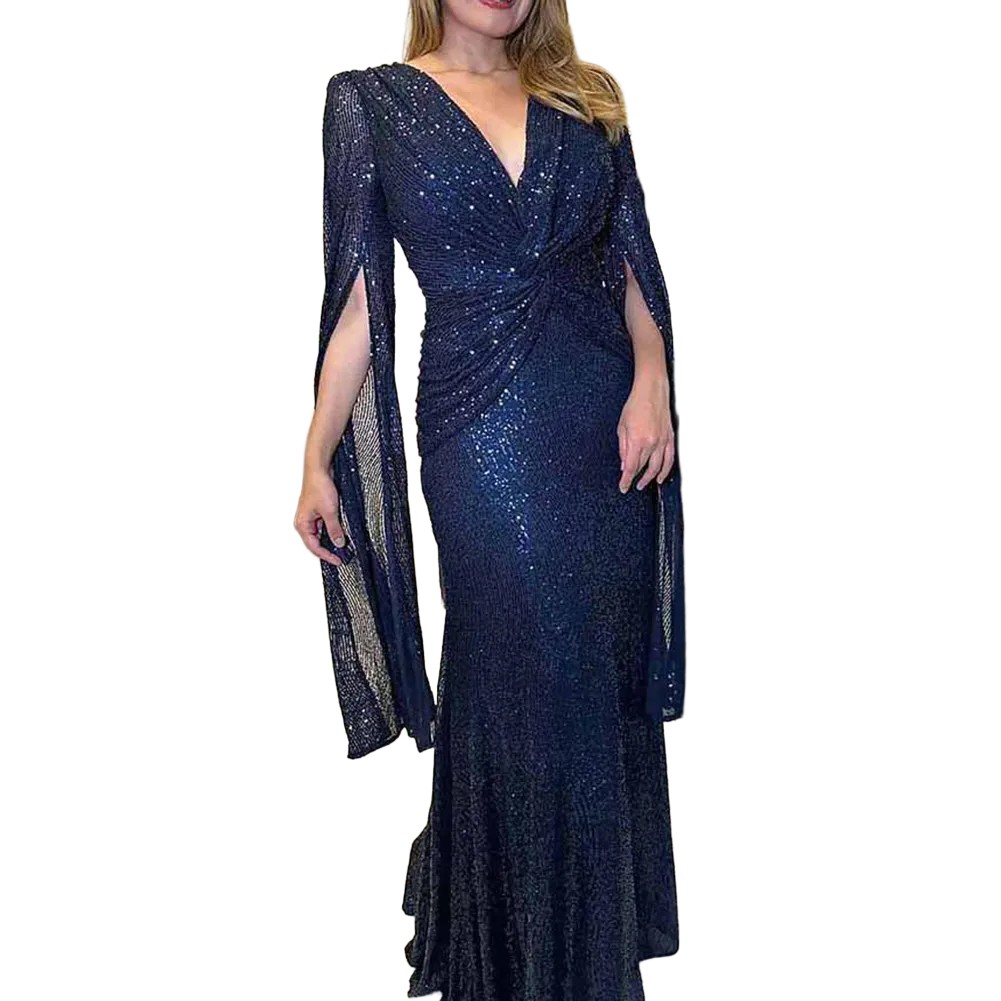 Elegant Look Wedding Dress Deep V-neck Dress 70% Polyester, 30% Spandex - Picture 11 of 18