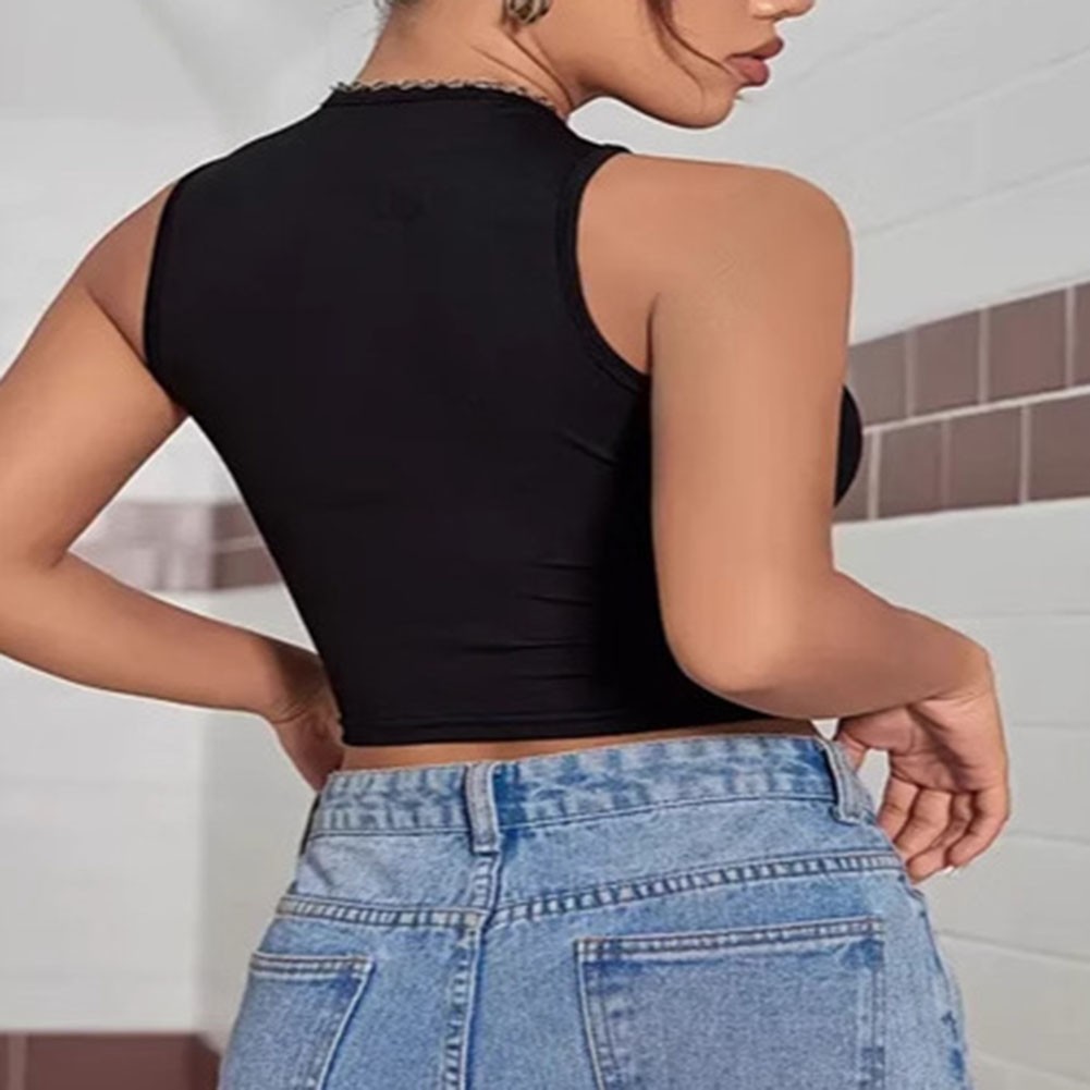 A sleeveless crop top for women with halter neck in classic solid colors - Picture 19 of 52