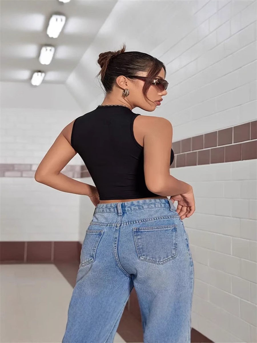 A sleeveless crop top for women with halter neck in classic solid colors - Picture 17 of 52