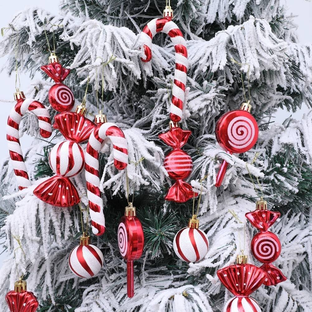 18pcs Plastic Christmas Pendants Ornaments Candy Canes for Tree Decoration - Picture 17 of 31