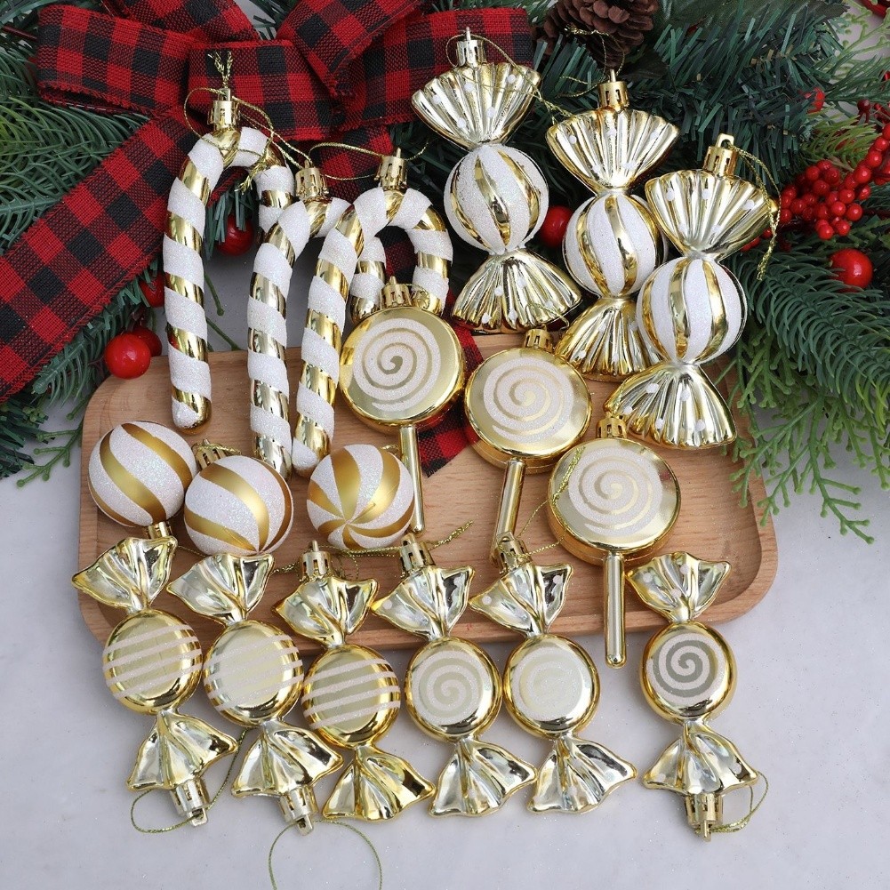 18pcs Plastic Christmas Pendants Ornaments Candy Canes for Tree Decoration - Picture 24 of 31