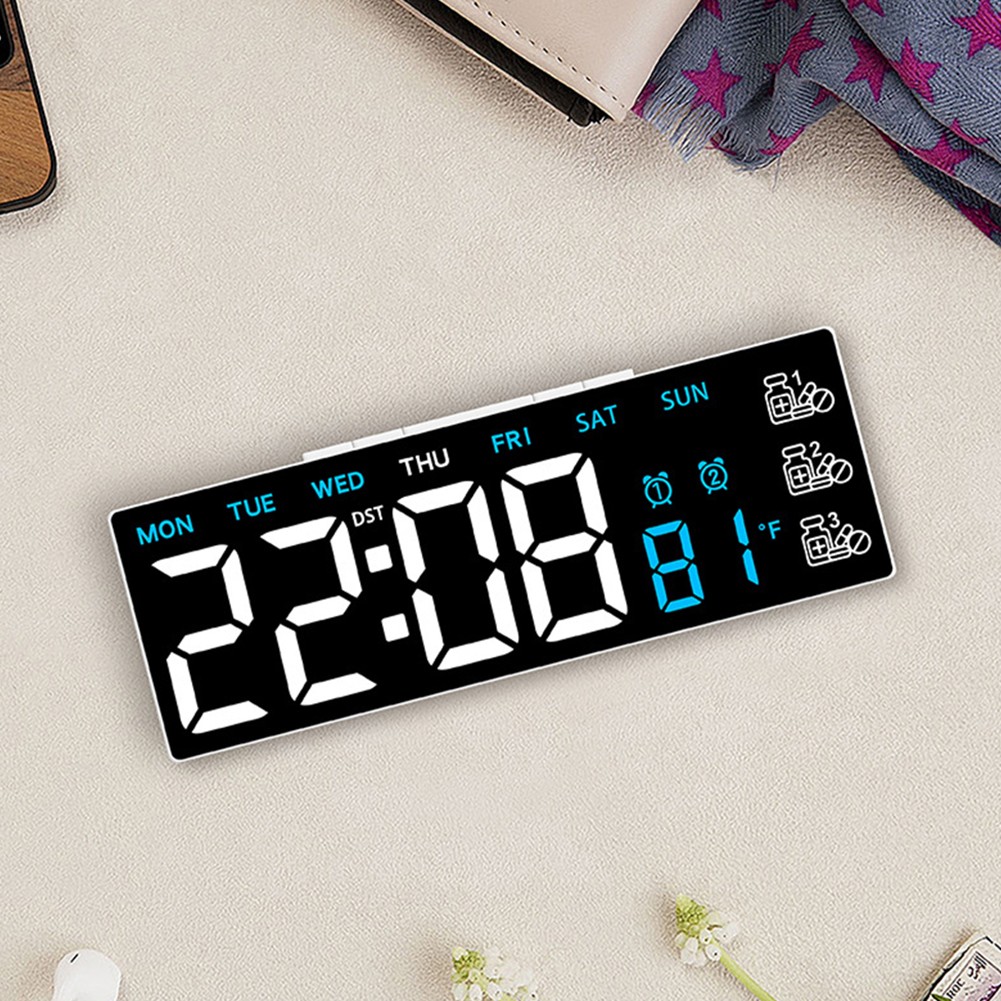 Large Display Digital Wall Clock Auto Dimming with Remote for Home Use