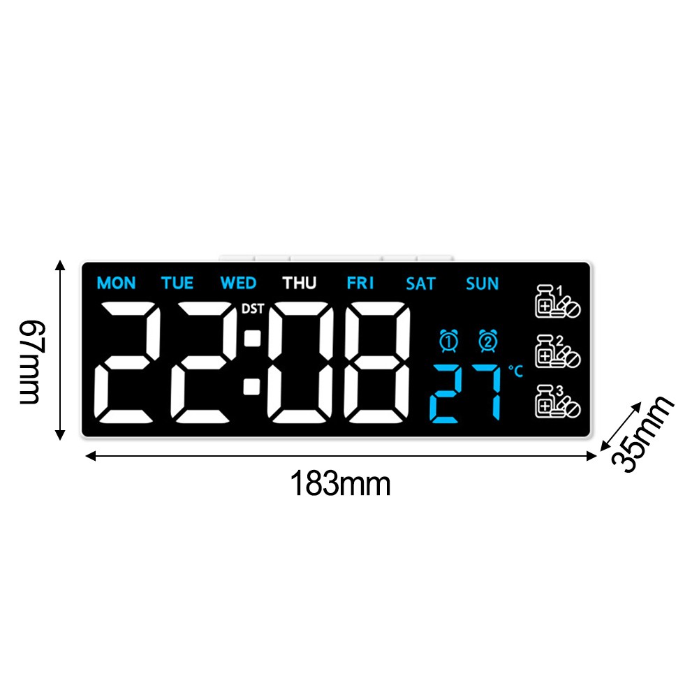 Large Display Digital Wall Clock Auto Dimming with Remote for Home Use