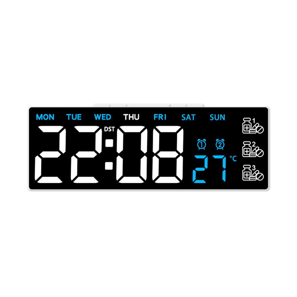 Large Display Digital Wall Clock Auto Dimming with Remote for Home Use