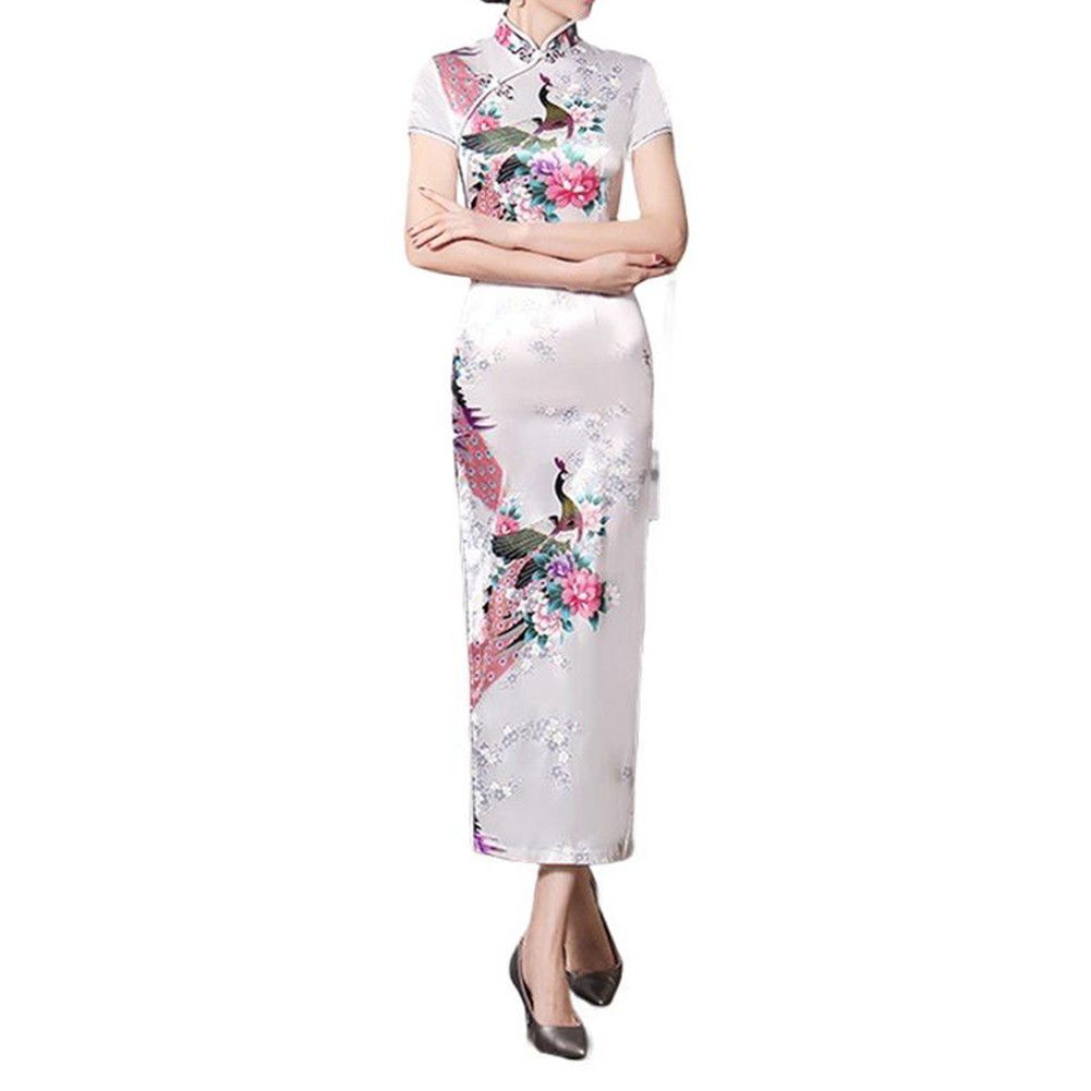 Ideal für Festivals chinesisches traditionelles Kleid langes Kleid Satinimitat - Picture 14 of 20
