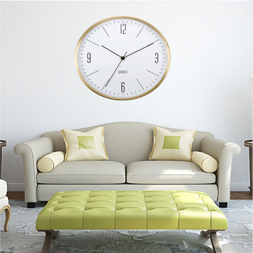 12 Inch Silent Wall Clock Aluminum Frame Large Numbers for Bedroom and Kitchen