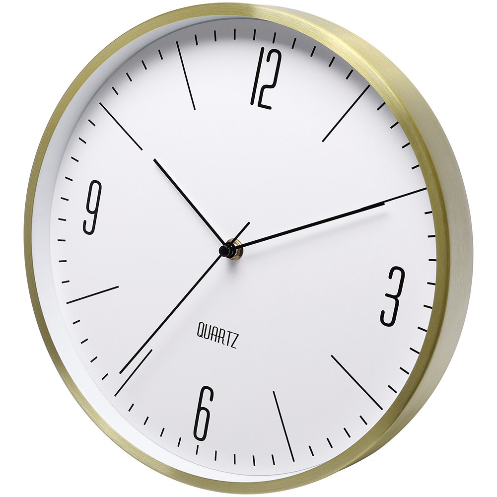 12 Inch Silent Wall Clock Aluminum Frame Large Numbers for Bedroom and Kitchen