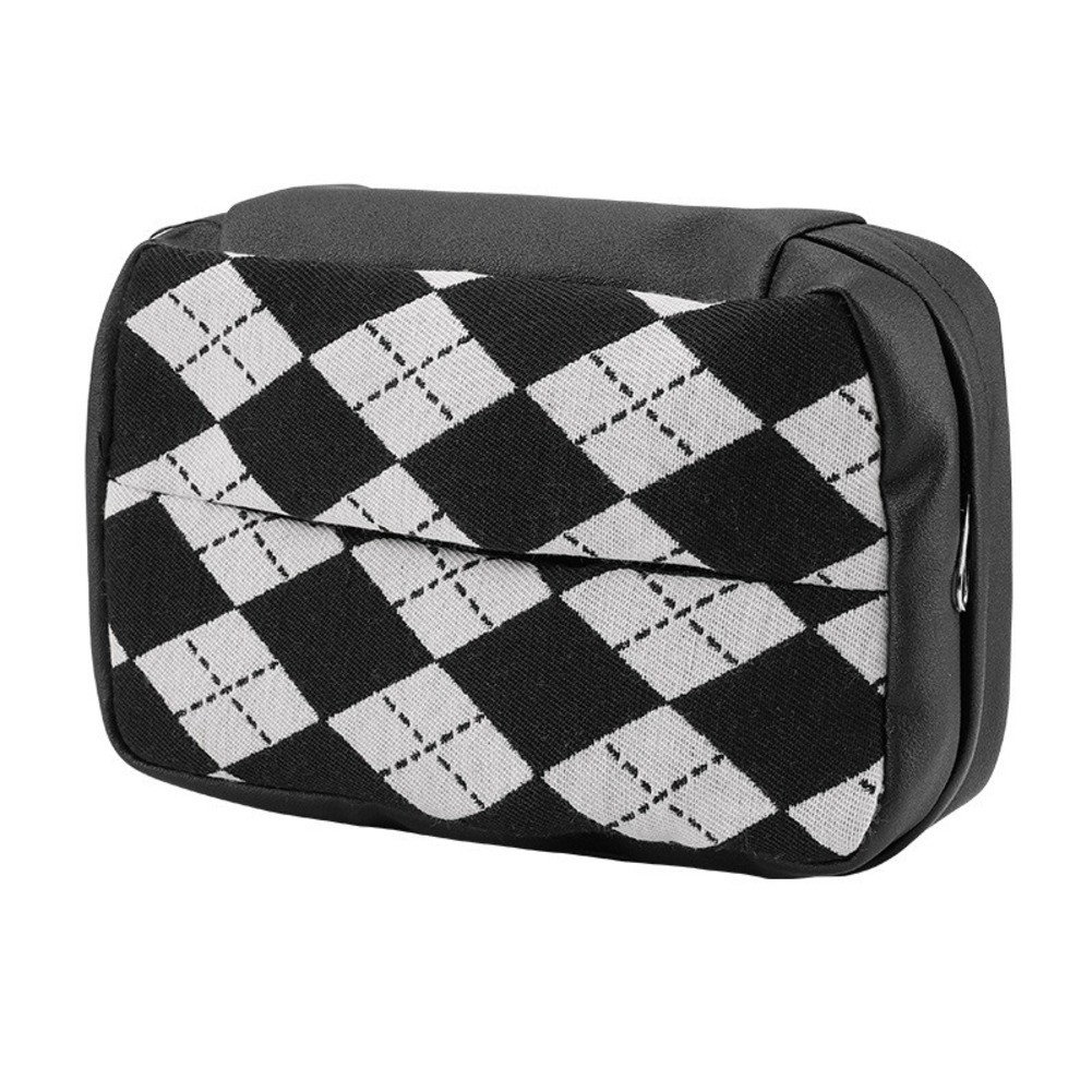 Black White Checkered Car Paper Towel Holder for Dashboard Rear and Front Seats