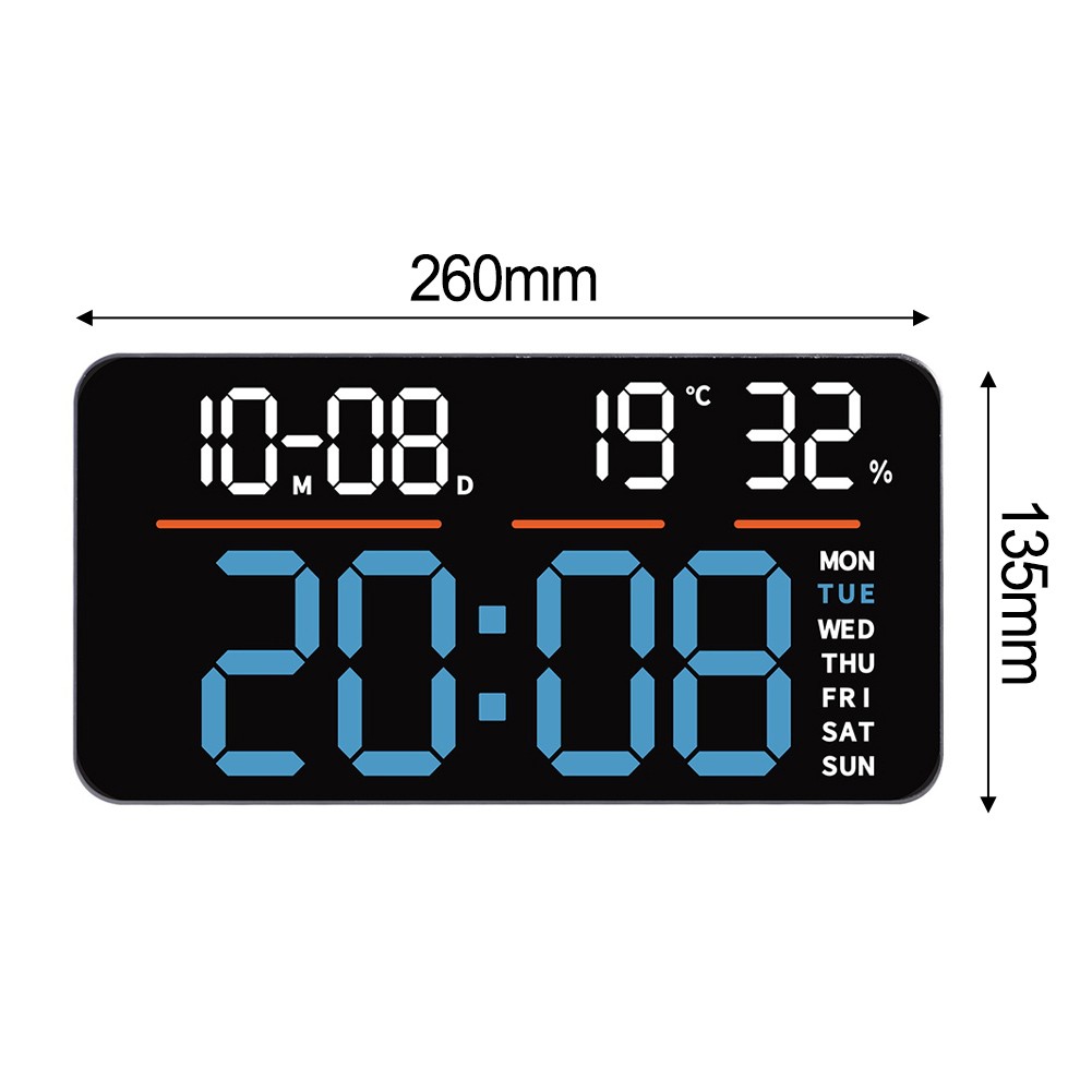 LED Digital Wall Clock with Large Numbers Dual Alarm Countdown and Stopwatch