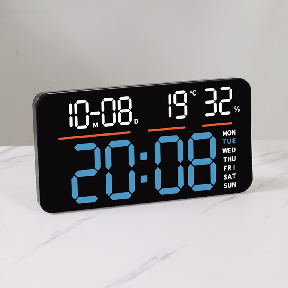 LED Digital Wall Clock with Large Numbers Dual Alarm Countdown and Stopwatch
