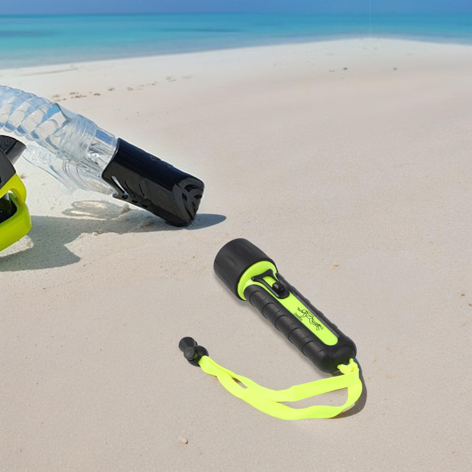 Diving Flashlight Torch 15.2x4.2cm Fluorescent Green For Hunting/rescue/camping