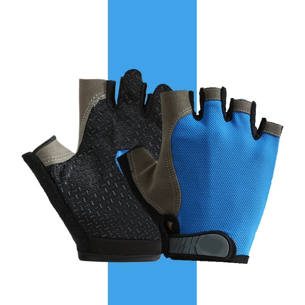 Breathable Half Finger Gloves with Adjustable Wrist Strap for Hiking and Biking