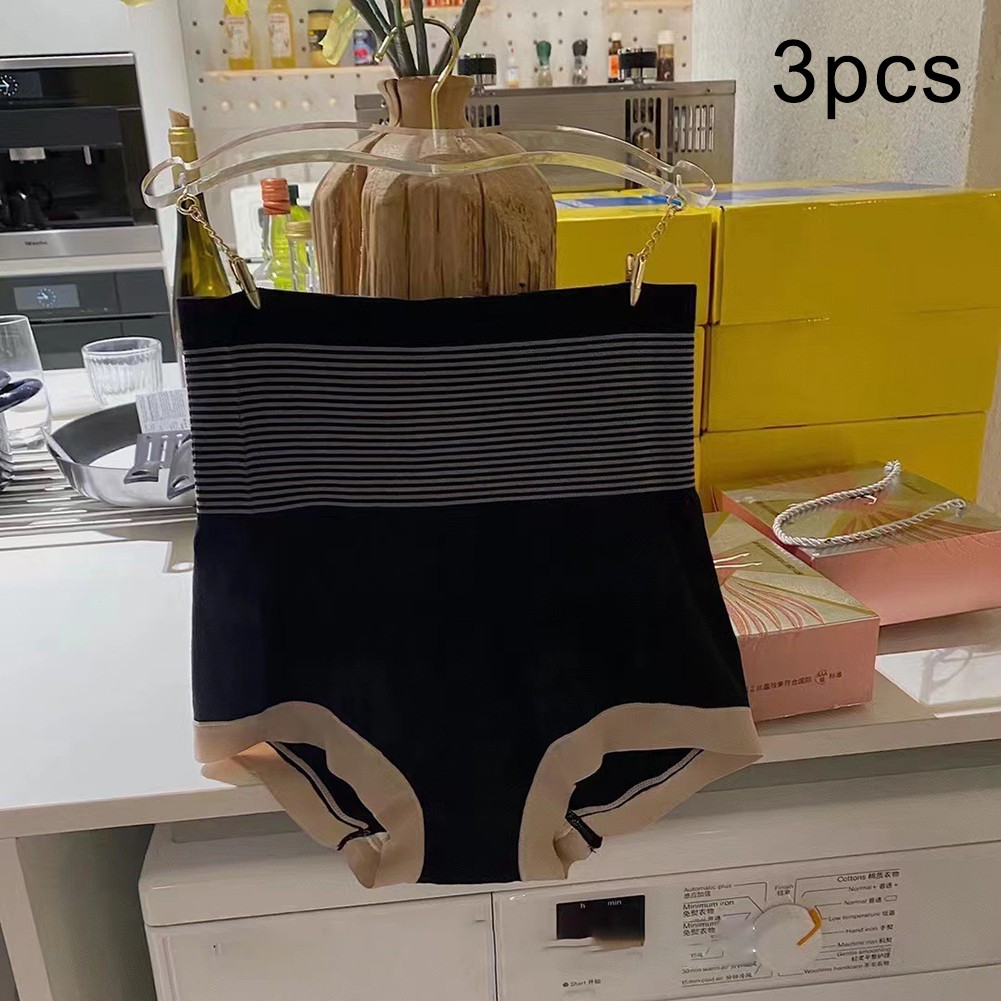 3 Pairs Women High Waist Triangle Panties Hip for lifting Nylon Spandex Material