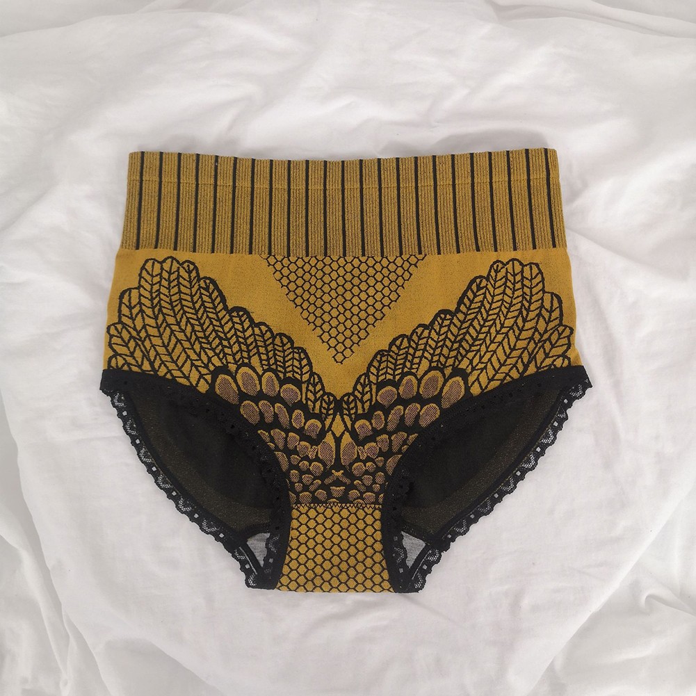 Breathable Plus Size Women High Waist Lace Underwear Nylon Spandex Fabric